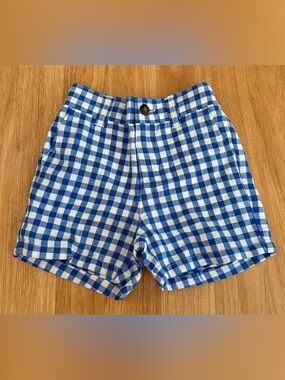 NEW Janie and Jack Boys' Blue Gingham Checkered Chino Shorts - 12/18 Months